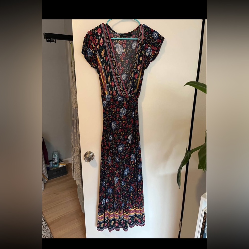 Short Sleeve Floral Wrap Maxi Sundress